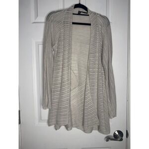 Eileen‎ Fisher Open Front 100% Linen Oatmeal Cardigan Size Small Lagenlook